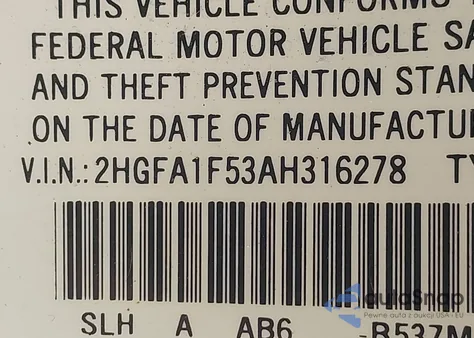2010 Honda Civic Lx from USA, damaged, VIN 2HGFA1F53AH316278
